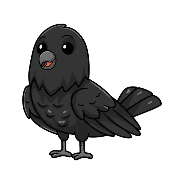 Vector Illustration Cute Crow Bird Cartoon Standing — Stock Vector