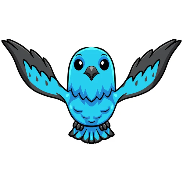 Vector Illustration Cute Spangled Cotinga Bird Cartoon Flying — Stock Vector