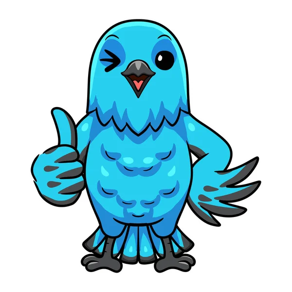 Vector Illustration Cute Spangled Cotinga Bird Cartoon Giving Thumb — Stock Vector