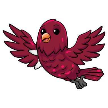 Vector illustration of Cute pompadour cotinga bird cartoon flying clipart