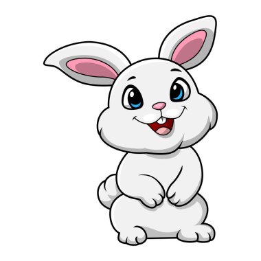 Vector illustration of Cute white rabbit cartoon standing