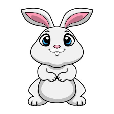 Vector illustration of Cute white rabbit cartoon standing