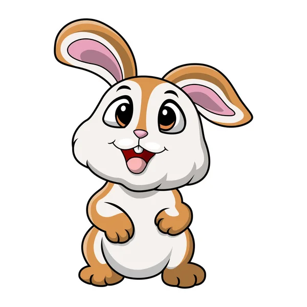 Vector Illustration Cute Little Rabbit Cartoon Standing — Stock Vector