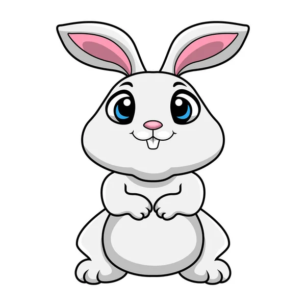 Vector Illustration Cute White Rabbit Cartoon Standing — Stok Vektör