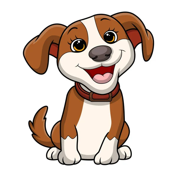 Vector Illustration Cute Little Dog Cartoon Sitting — Vector de stock