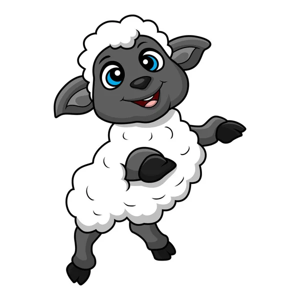 Vector Illustration Cute Sheep Cartoon White Background — Stock Vector
