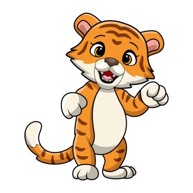 Beyaz arka planda şirin kaplan çizgi filminin Vektör İllüstrasyonu