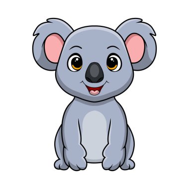 Beyaz arkaplanda şirin küçük koala çizgi filminin vektör çizimi