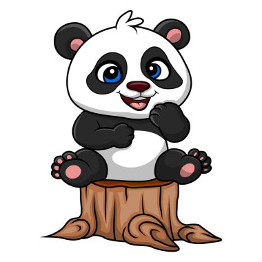 Vector illustration of Cute baby panda cartoon on white background