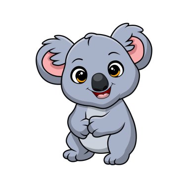 Vector illustration of Cute little koala cartoon on white background clipart