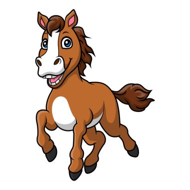 Beyaz arkaplanda şirin at çizgi filminin vektör çizimi