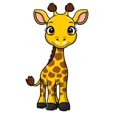 Vector illustration of Cute little giraffe cartoon on white background