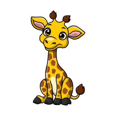 Vector illustration of Cute little giraffe cartoon on white background