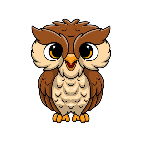 Vector illustration of Cute little owl cartoon on white background