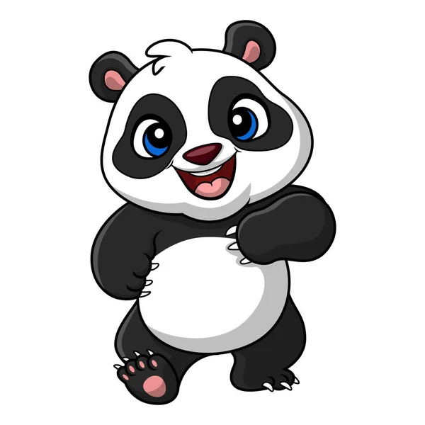 Vector Illustration Cute Baby Panda Cartoon White Background — Stock Vector