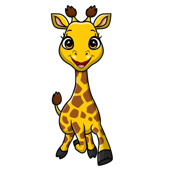 Vector Illustration Cute Little Giraffe Cartoon White Background — Stockvektor