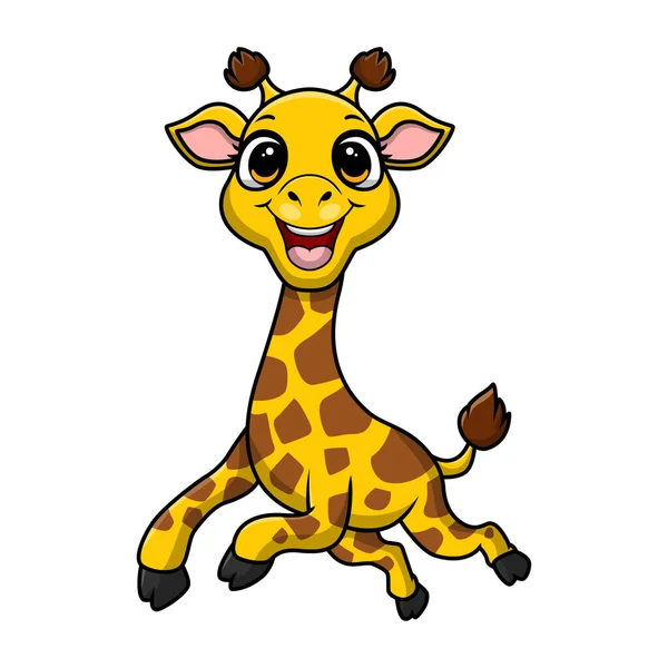 Vector Illustration Cute Little Giraffe Cartoon White Background — Stok Vektör