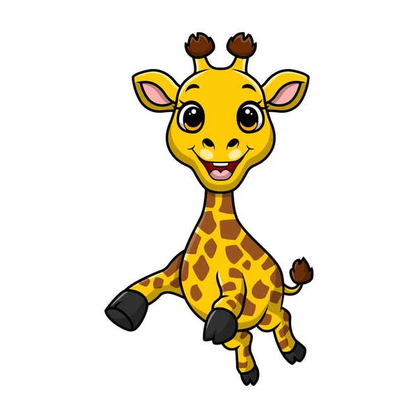 Vector Illustration Cute Little Giraffe Cartoon White Background — Stockvektor