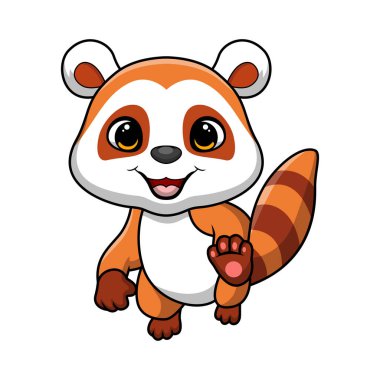 Beyaz arka planda şirin küçük kırmızı panda çizgi filminin vektör çizimi