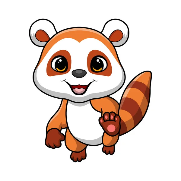 Vektor Ilustrasi Lucu Panda Merah Kecil Kartun Pada Latar Belakang - Stok Vektor