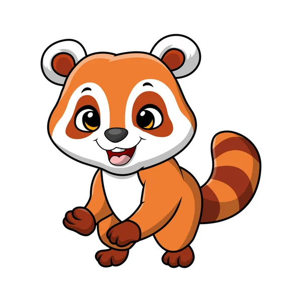 Vektor Ilustrasi Lucu Panda Merah Kecil Kartun Pada Latar Belakang - Stok Vektor