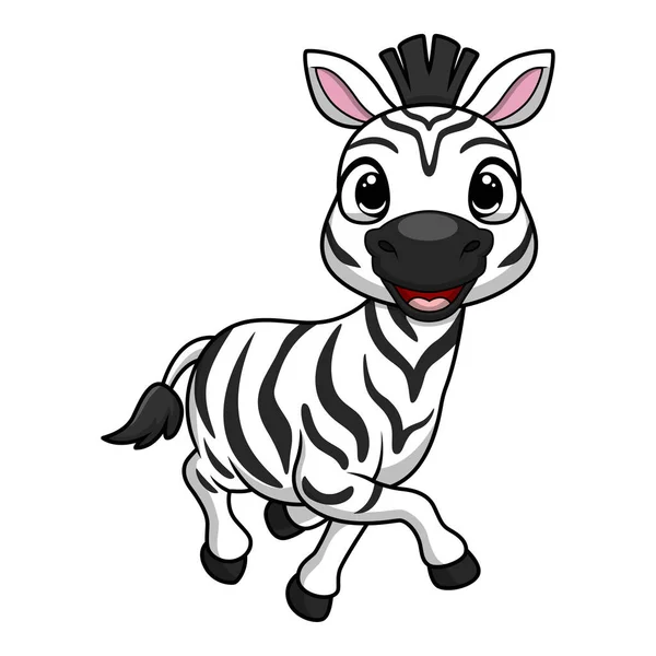 Beyaz Arkaplanda Şirin Küçük Zebra Karikatürünün Vektör Çizimi — Stok Vektör