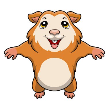 Beyaz arka planda şirin hamster çizgi filminin vektör çizimi