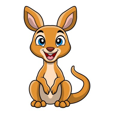 Beyaz arkaplanda sevimli kanguru çizgi filminin Vektör İllüstrasyonu