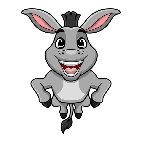 Vector Illustration Cute Donkey Cartoon White Background — Stock Vector