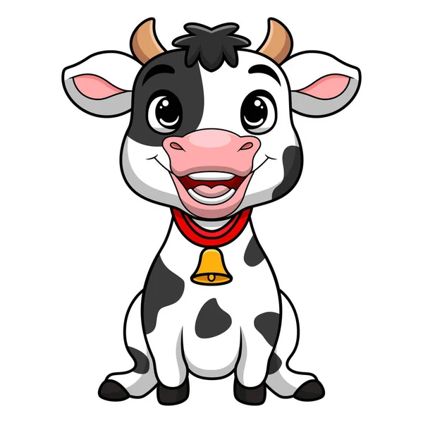 Wektor Ilustracja Cute Little Cartoon Krowy Białym Tle — Wektor stockowy