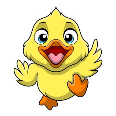 Beyaz arkaplanda şirin ördek karikatürünün vektör çizimi