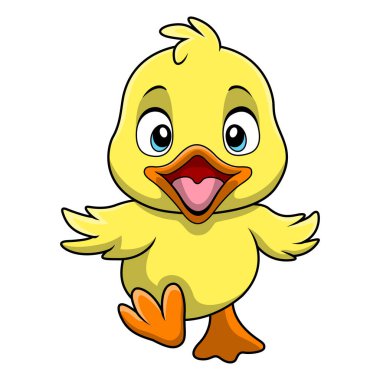 Beyaz arkaplanda şirin ördek karikatürünün vektör çizimi