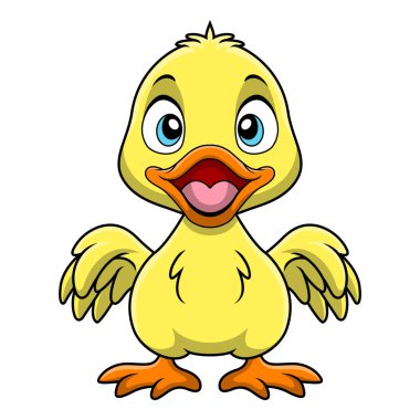 Beyaz arkaplanda şirin ördek karikatürünün vektör çizimi