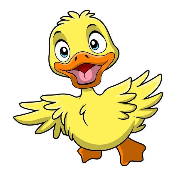 Vector Illustration Cute Little Duck Cartoon White Background — Stock Vector