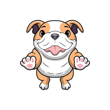 Beyaz arkaplanda şirin pitbull karikatürünün vektör çizimi