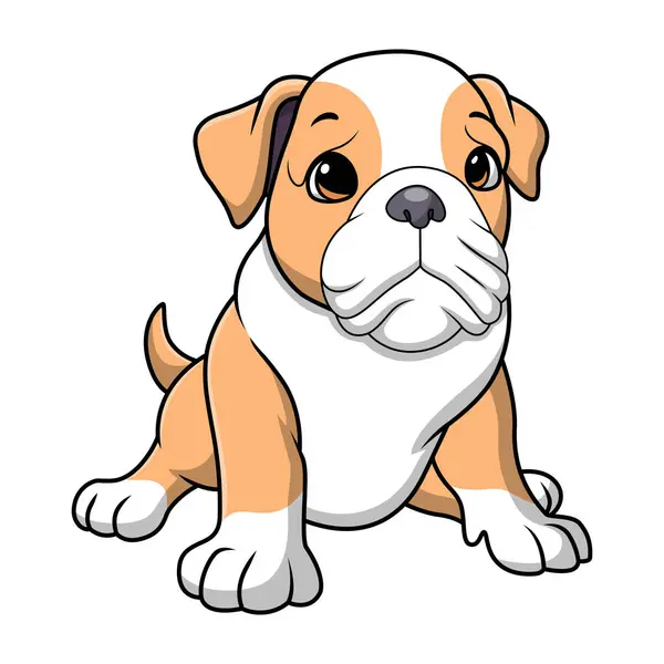 Vector Illustration Cute Pitbull Cartoon White Background — Stock Vector