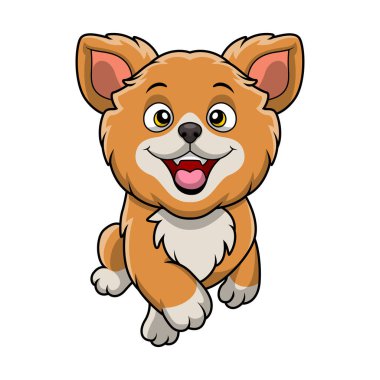 Beyaz arkaplanda Şirin Pomeranya köpek çizgi filminin vektör çizimi