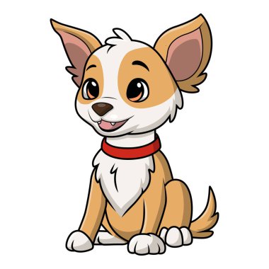 Vector illustration of Cute little dog cartoon on white background