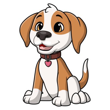 Vector illustration of Cute little dog cartoon on white background