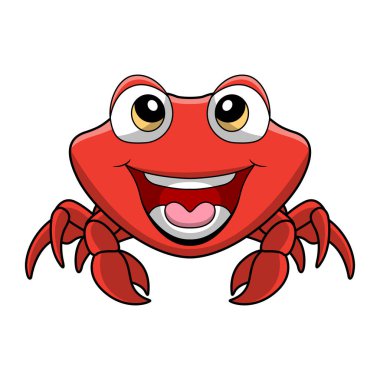 Beyaz arkaplanda şirin yengeç çizgi filminin vektör illüstrasyonu