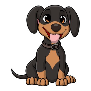 Beyaz arkaplanda şirin köpek çizgi filminin vektör çizimi