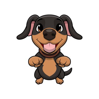 Beyaz arkaplanda şirin köpek çizgi filminin vektör çizimi