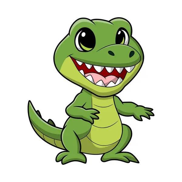 Vector Illustration Cute Crocodile Cartoon White Background — Stock Vector