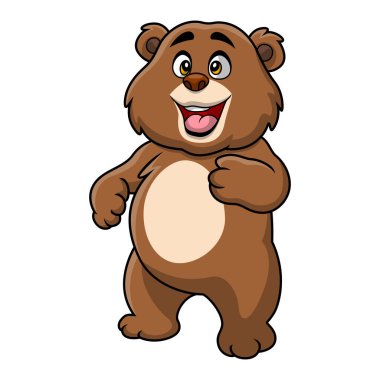 Beyaz arkaplanda Şirin Ayı çizgi filminin vektör çizimi