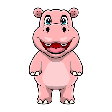 Beyaz arkaplanda Şirin Su Aygırı çizgi filminin vektör illüstrasyonu