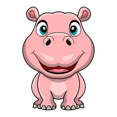 Beyaz arkaplanda Şirin Su Aygırı çizgi filminin vektör illüstrasyonu