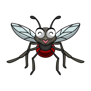 Beyaz arkaplanda şirin sivrisinek karikatürünün vektör çizimi