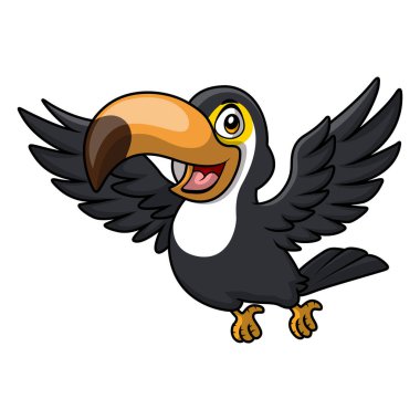 Beyaz arkaplanda Şirin Tukan karikatürünün vektör çizimi