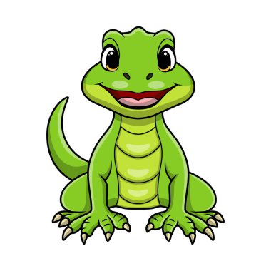 Beyaz arkaplanda Şirin Monitör Kertenkele çizgi filminin vektör çizimi