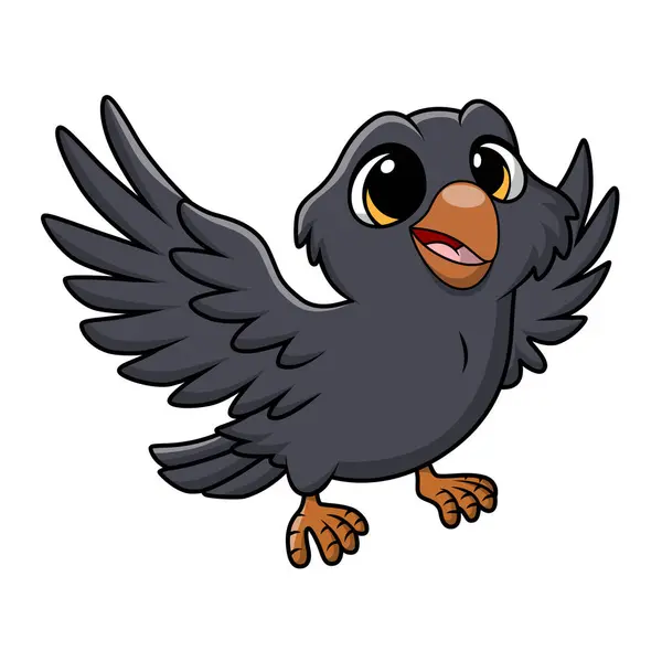 Vector Illustration Cute Crow Cartoon White Background — Stock Vector